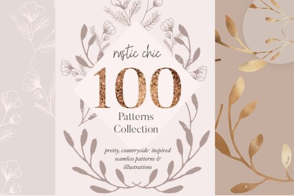 优雅有格调的充满大自然气息的插画与纹理 Rustic Chic Patterns &amp; Illustrations