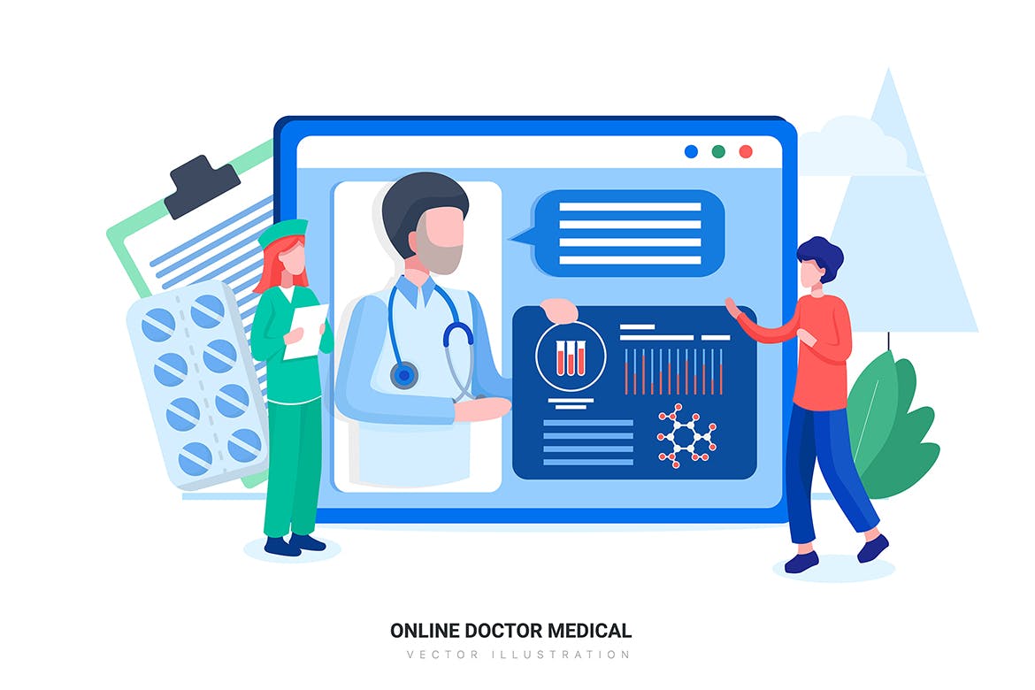 医院&医疗场景矢量插画素材v1 Hospital & Healthcare Vector Scenes插图(7)