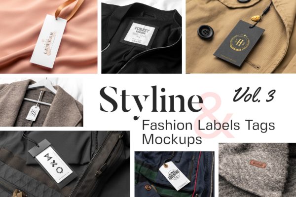 Styline系列服装标签&amp;吊牌VI设计素材库精选模板v3 Styline – Apparel Labels and Tags Mockups vol 3