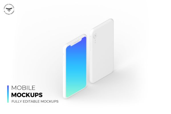 刘海屏手机正反面预览素材库精选样机模板 Mobile Light Mockups
