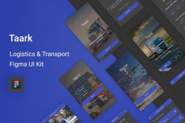 物流运输快递APP应用UI界面设计Figma模板 Taark – Logistics &amp; Transport Figma UI Kit
