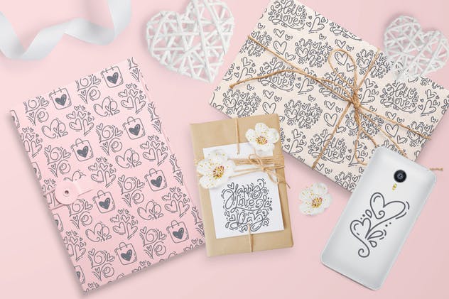 可爱风格情人节设计元素图案素材 Cute Valentines Elements插图(4)