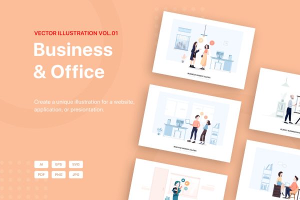 商业&amp;办公室场景矢量插画素材包v1 Business Illustration Pack (Vol 01)