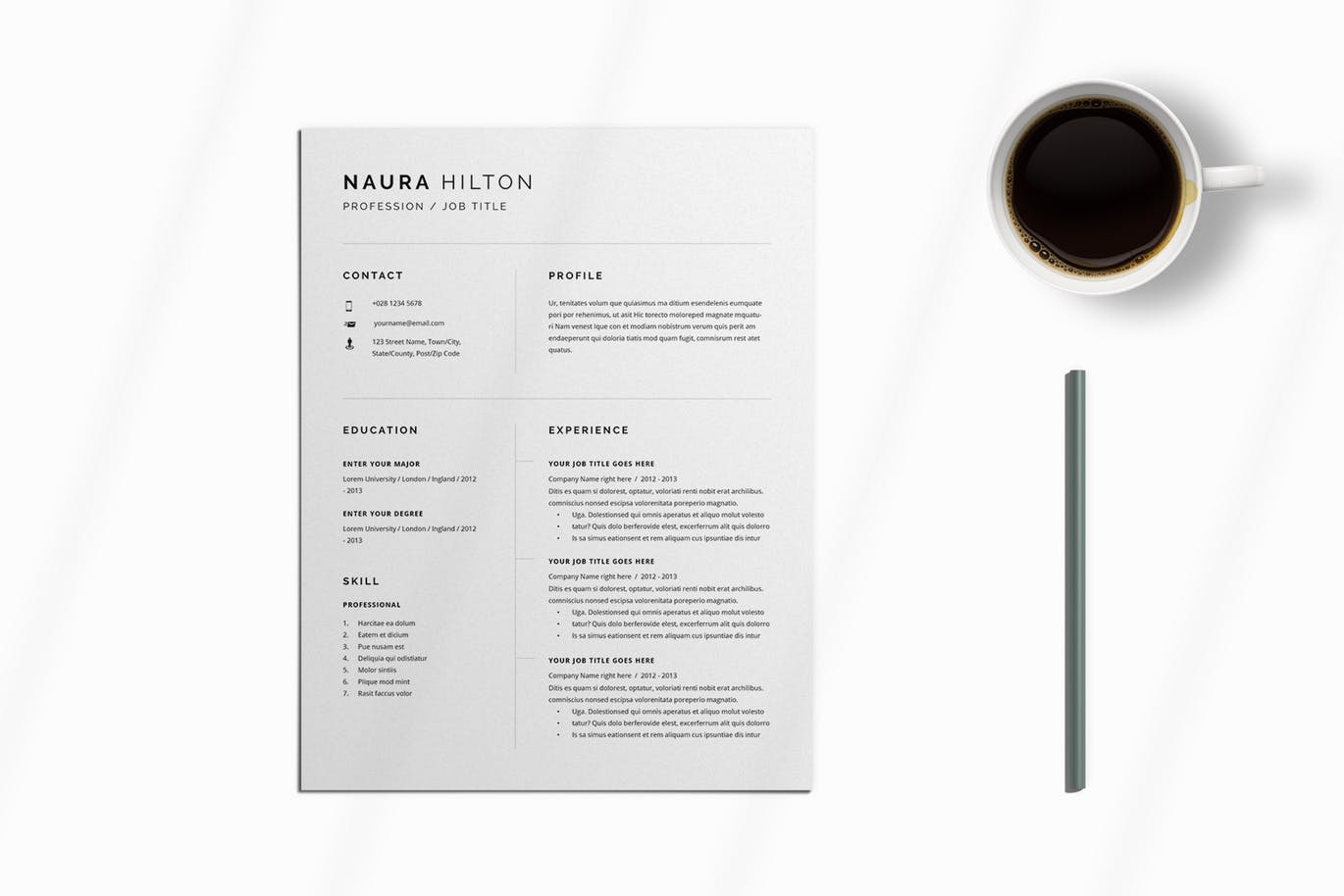 极简设计风格求职简历&推荐信设计模板 Resume + Cover Letter插图(1)