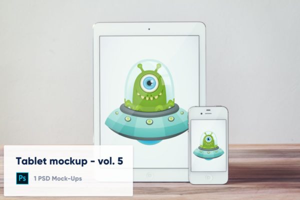 实体按键款iPad&amp;iPhone屏幕预览素材库精选样机v5 Tablet and Phone Mockup – Vol. 5