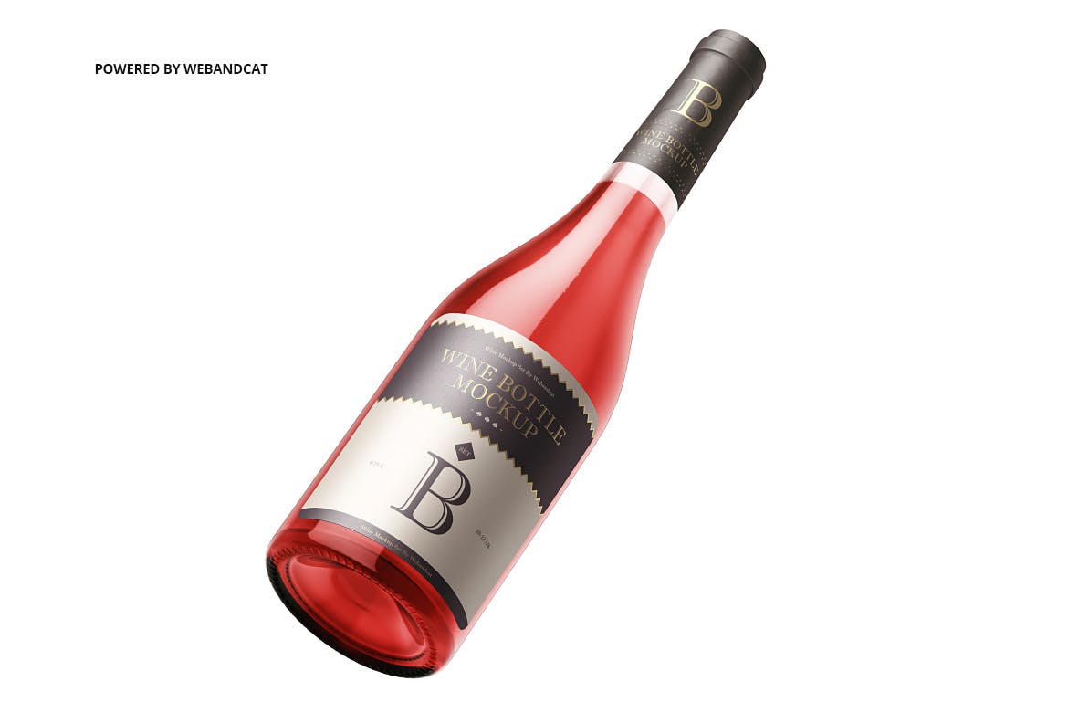 洋酒酒瓶外观设计效果预览样机v2 Wine Bottle Mock-up 2插图(6)