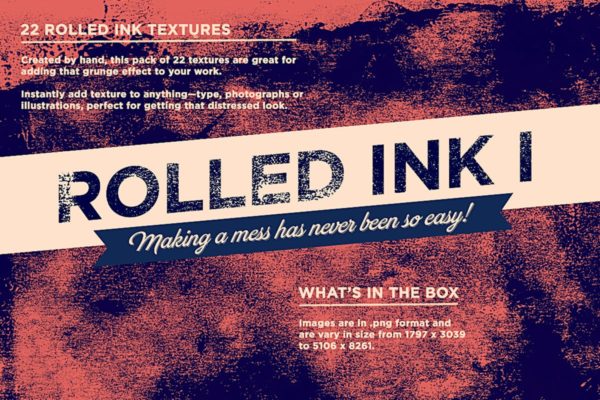 复古设计效果必备油漆滚刷肌理纹理 Rolled ink 1