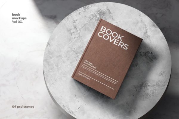 精装图书牛皮纸封面设计样机素材库精选 Book Cover Mockups