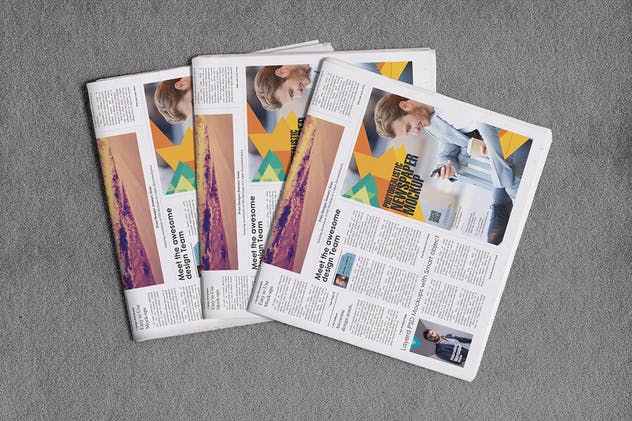 大规格新闻广告报纸印刷品样机 Broadsheet Newspaper Mockups插图(6)