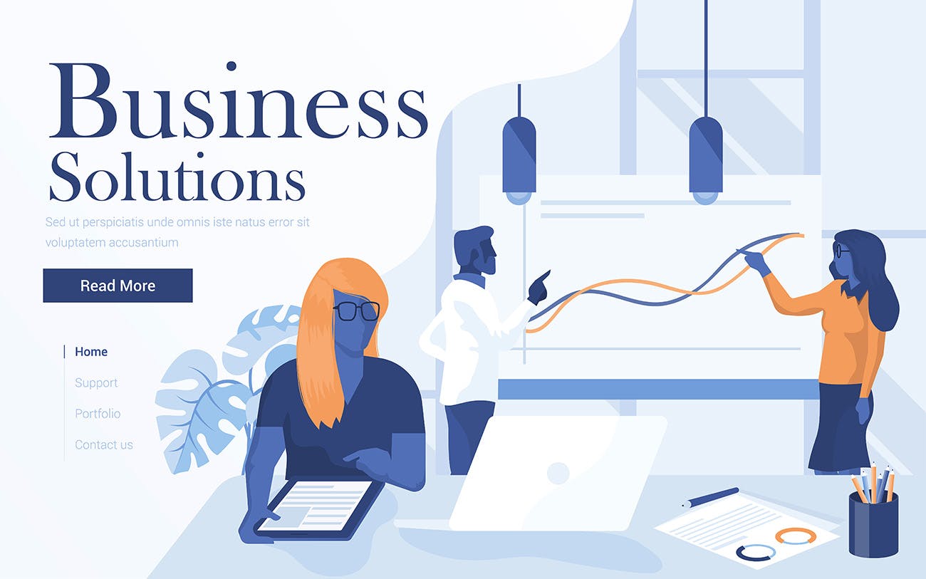 企业解决方案扁平化现代设计概念插画 Flat Modern design Illustration of Business插图(1)