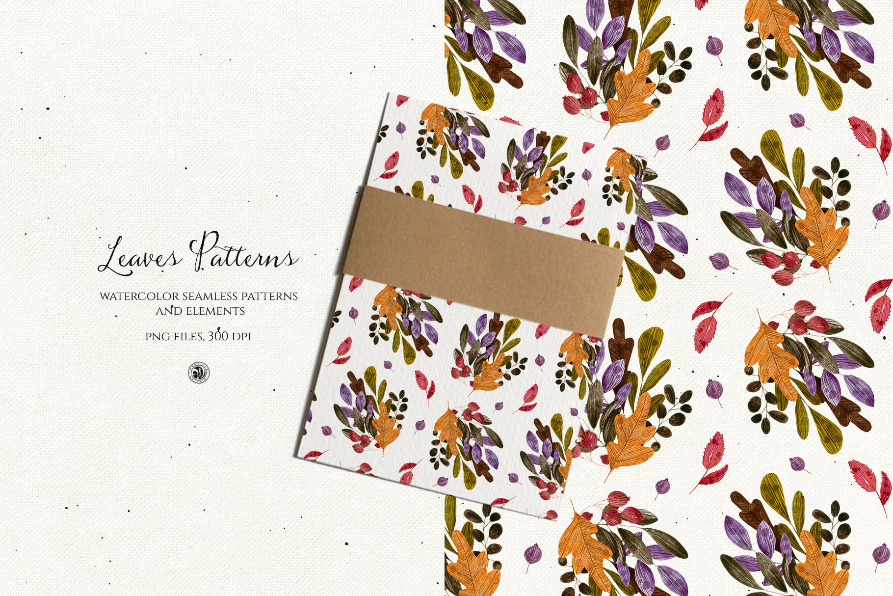 水彩手绘叶子剪贴画图片图案PNG素材 Leaves Patterns插图(1)