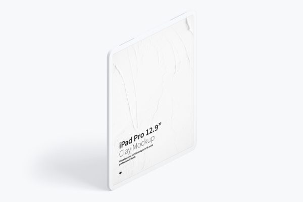 iPad Pro平板电脑UI设计效果图右视图样机02 Clay iPad Pro 12.9” Mockup, Isometric Right View 02