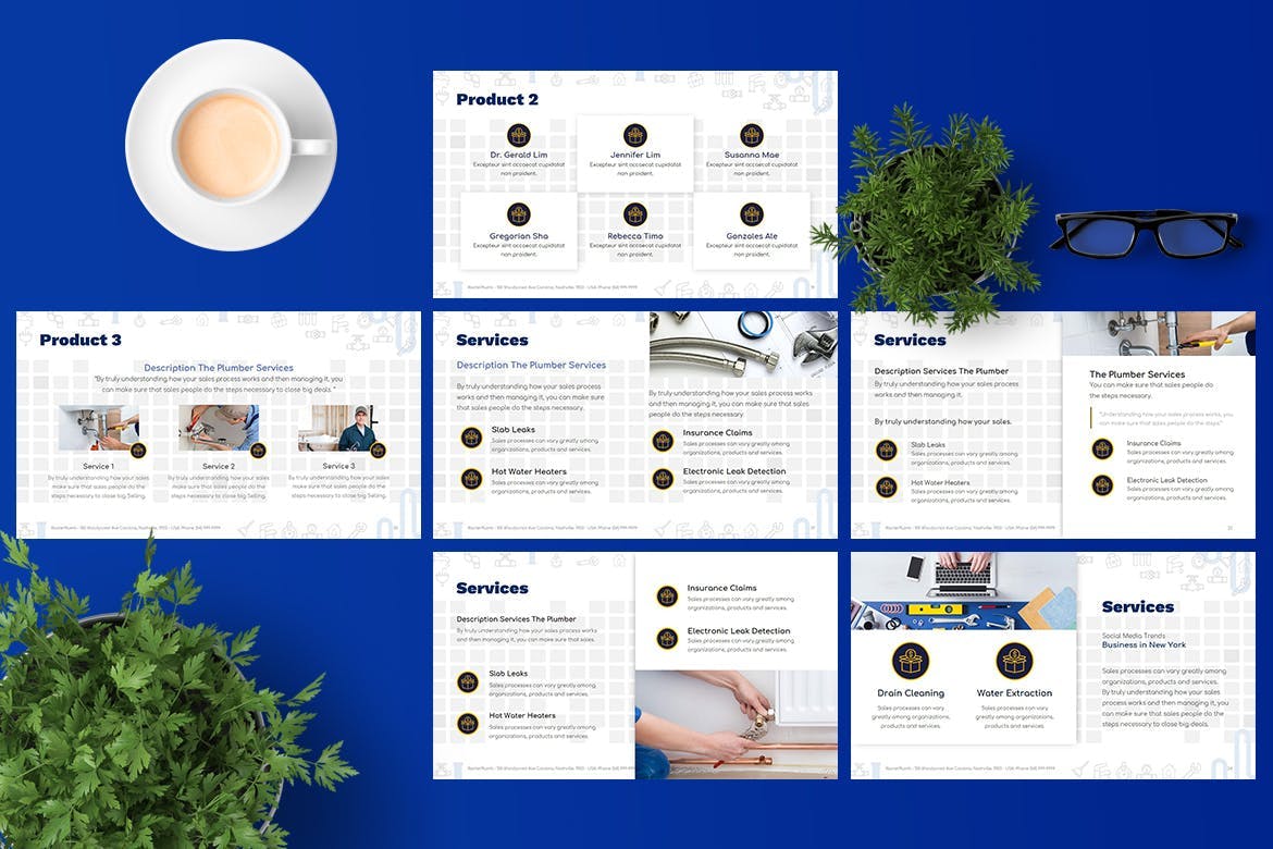 时尚高端房地产物业公司管道服务行业powerpoint演示模板(pptx)插图(5)