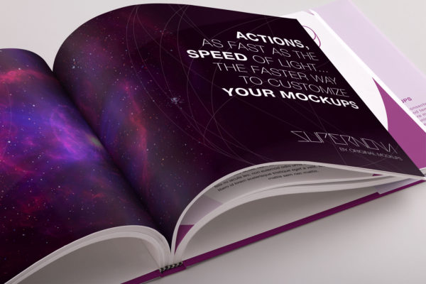 标准精装画册/图书内页版式设计PSD样机03 Hardcover Standard Landscape Book PSD Mockup 03