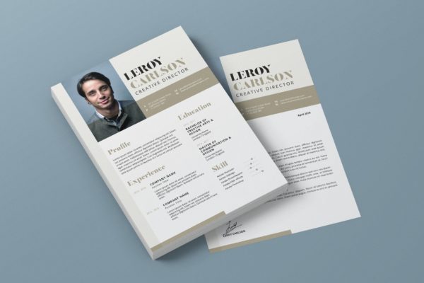 极简设计风格个人电子简历设计AI&amp;PSD模板v13 Clean Minimalist CV Resume AI and PSD Flyer Vol.13
