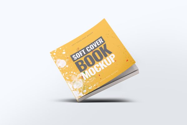 方形软装图书封面设计样机 Soft Cover Square Book Mock-Up