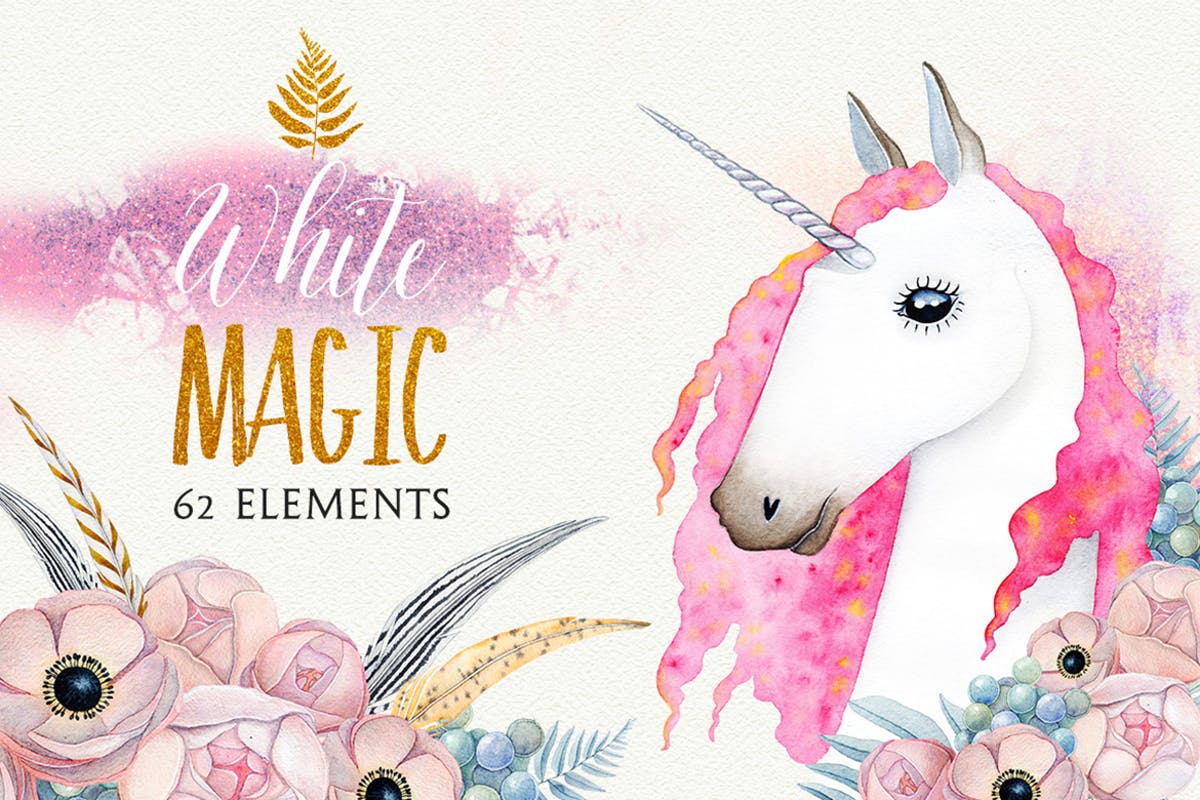 神奇白色魔法水彩插画集 WHITE MAGIC watercolor set插图