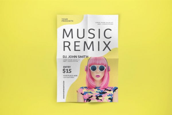 DJ混音音乐主题活动海报传单素材库精选PSD模板 Music Remix Flyer