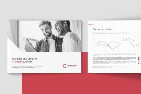 商业&amp;创意营销企业介绍画册设计模板 Business Marketing – Company Profile Landscape