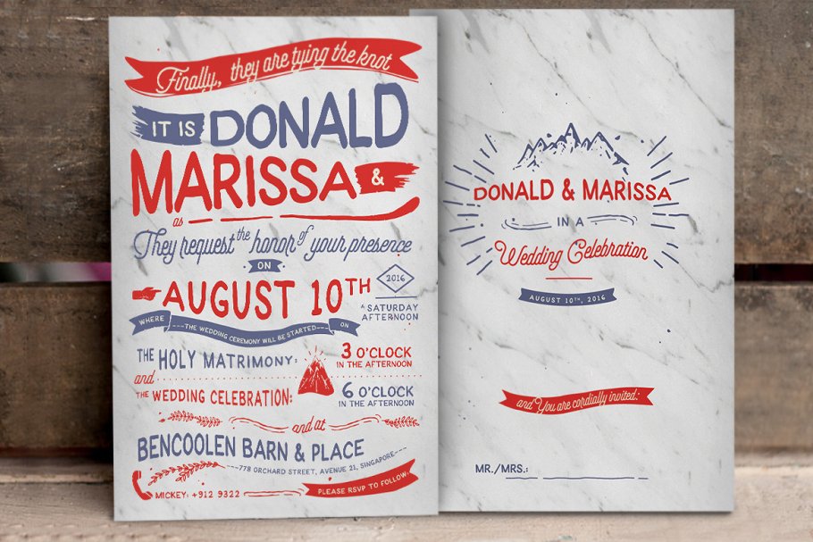 复古手绘婚礼设计物料素材 Vintage Hand Lettering Wedding Suite插图(3)