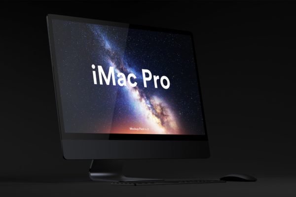 iMac Pro高端一体机电脑屏幕演示素材库精选样机 Dark iMac Pro Mockup