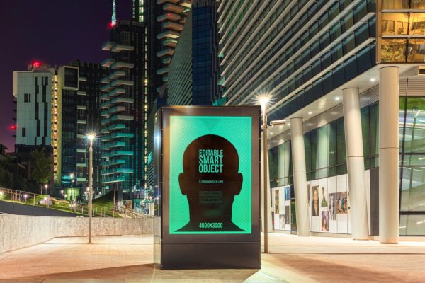 城市夜景海报广告牌设计效果图预览样机素材库精选#7 Urban Poster-Billboard Mock-Ups – Night Edition #7