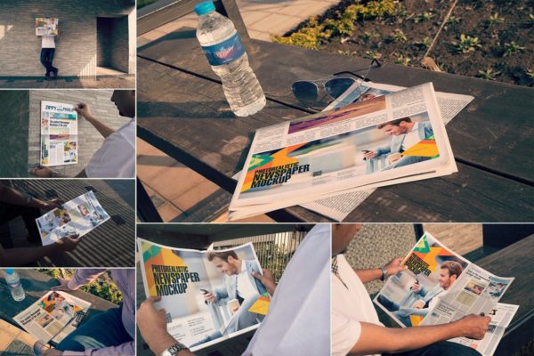 新闻报刊排版设计效果图样机模板 Newspaper PSD Mockups