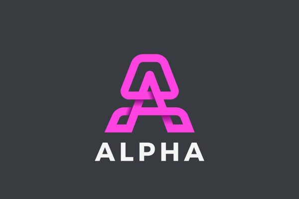 字母A-线性设计风格文字Logo设计素材库精选模板 Letter A Logo design Linear style