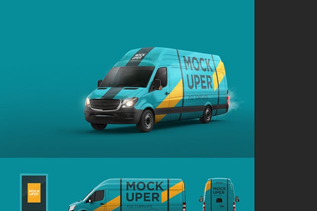 小货车&汽车车身广告设计效果图样机素材库精选模板 Van & Car Mock-Ups (2 PSD)插图(7)