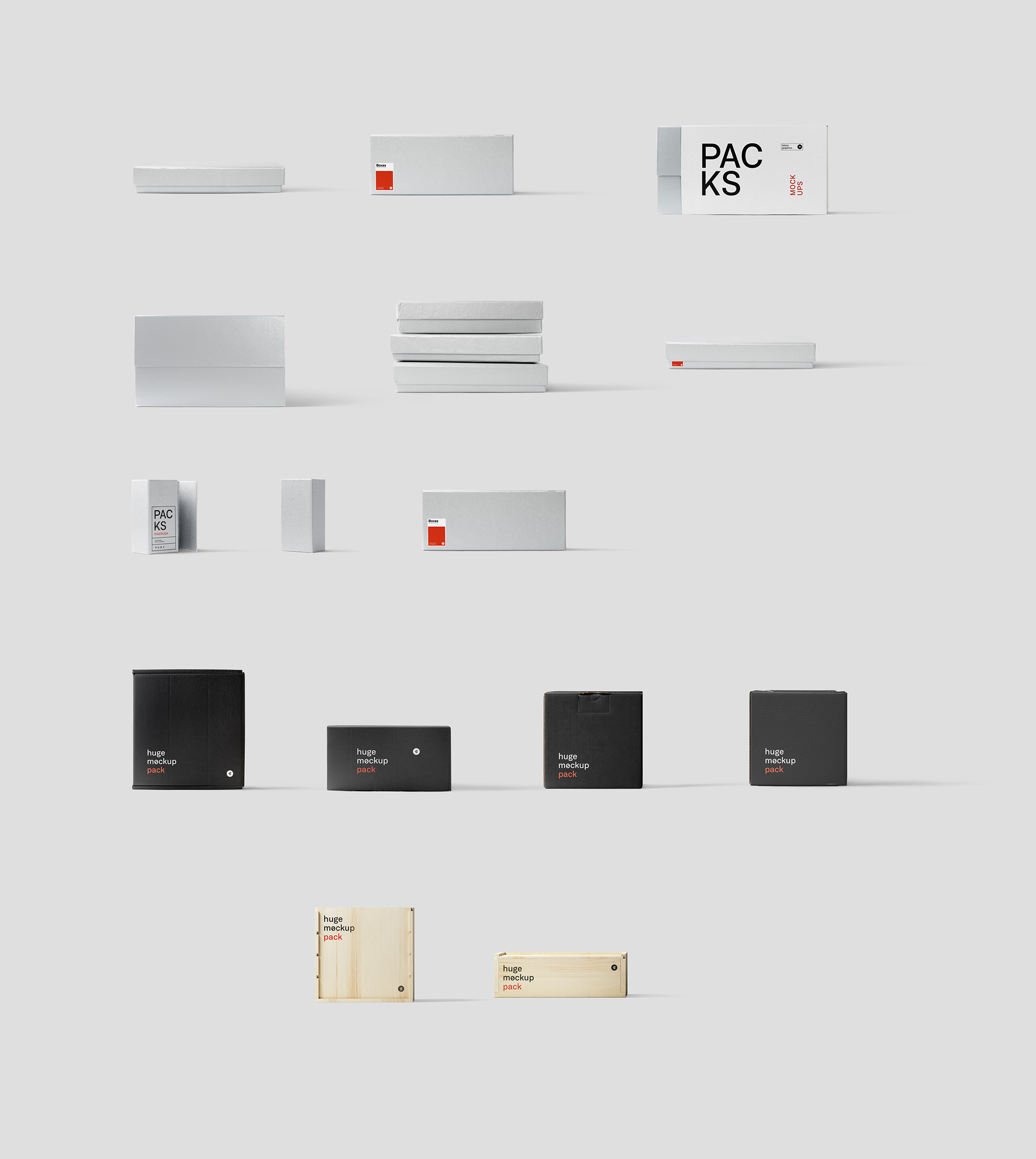 各式各样的牛皮纸硬纸板包装盒子样机81 Box Mockups插图(1)