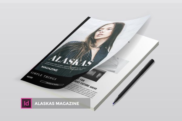高端人物/服装/访谈主题素材库精选杂志版式排版设计INDD模板 Alaskas | Magazine Template