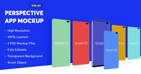 APP应用程序界面设计透视图样机v1.0 Perspective App Mockup v1.0