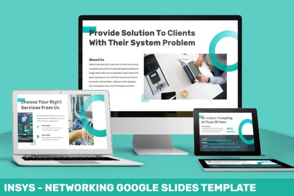 网络科技公司/技术/融资主题素材库精选谷歌演示模板 Insys – Networking Google Slides Template
