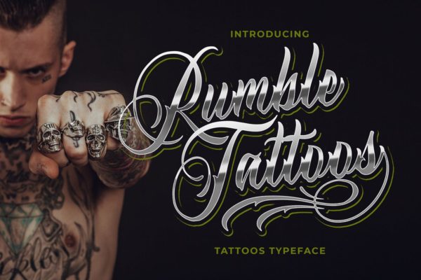 纹身徽章英文手写字体 Rumble Tattoos – Tattoos Typeface