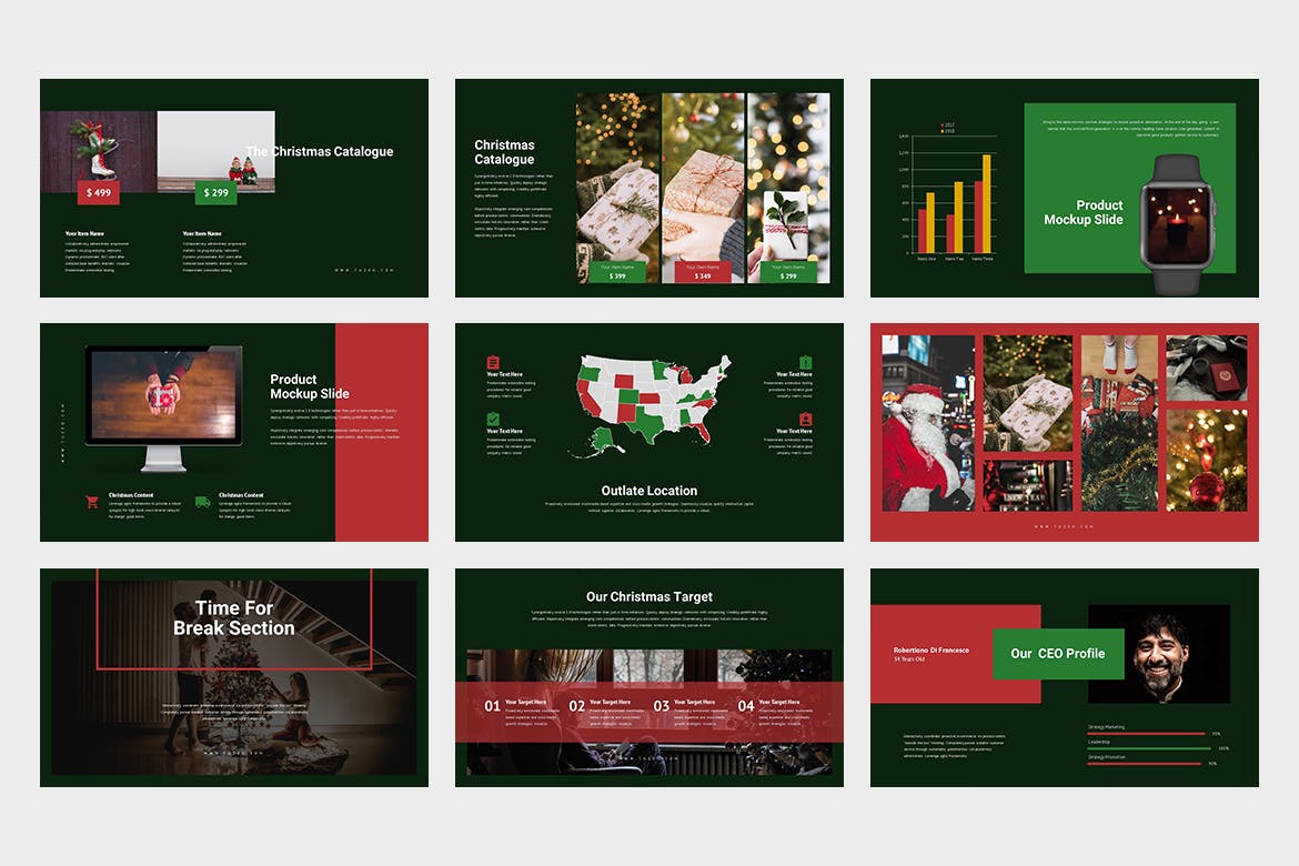 圣诞节促销活动策划方案PPT幻灯片素材 Tuzeo : Christmas Event Promo Powerpoint插图(10)