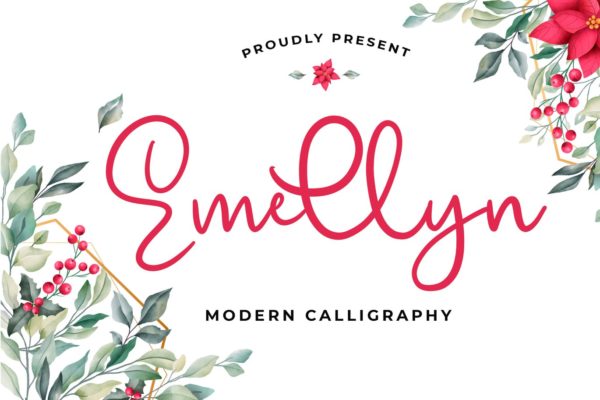 可爱风格英文现代书法字体素材库精选 Emellyn Lovely Modern Calligraphy Font
