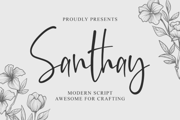 现代钢笔书法英文字体素材库精选 Santhay – Modern Script Font