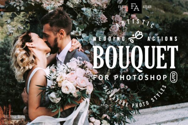 浪漫婚礼花束装饰PS动作 Bouquet Wedding Actions for Photoshop