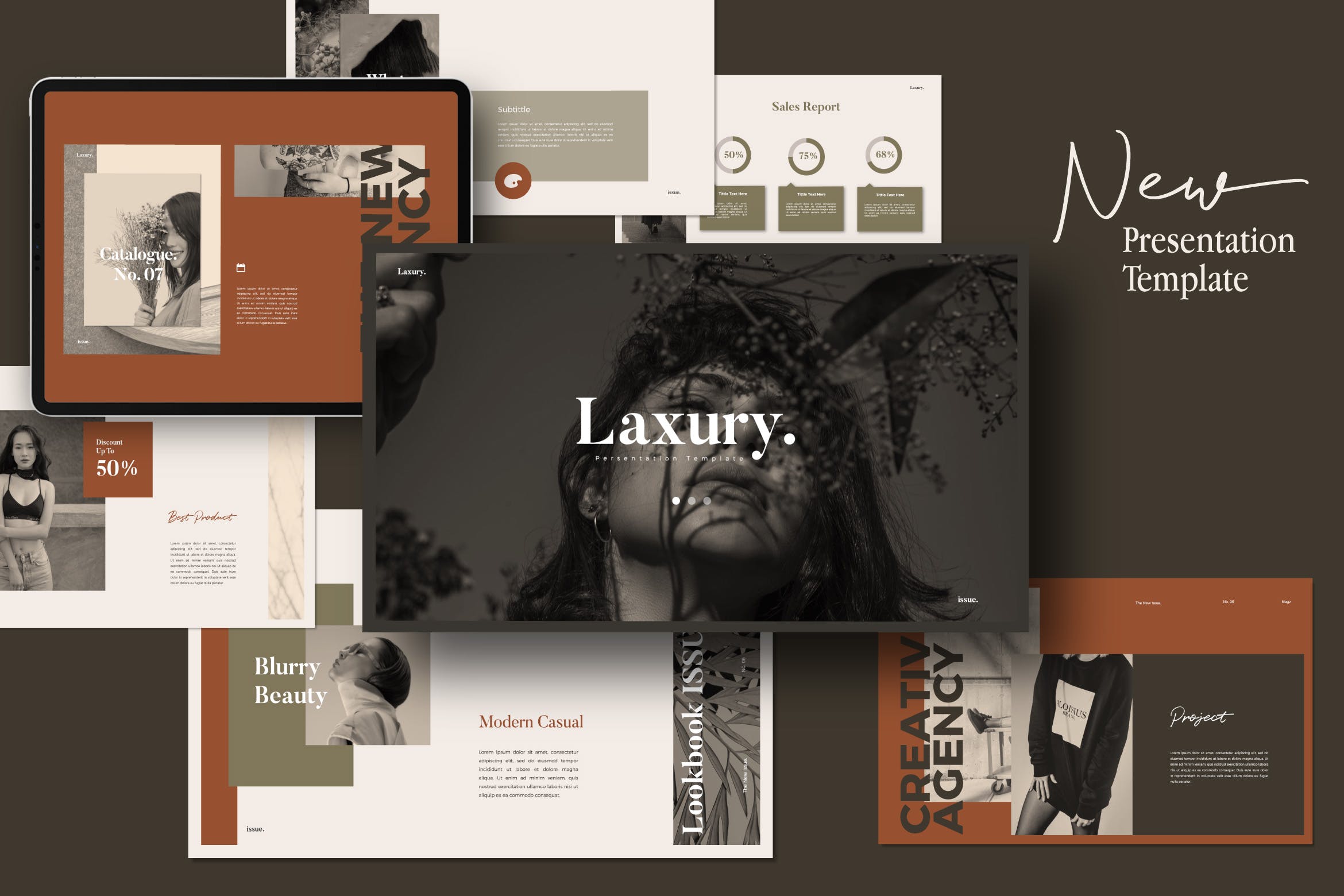 时尚企业介绍/Lookbook新品上市发布素材库精选PPT模板 LAXURY – Lookbook Fashion Powerpoint Creative插图
