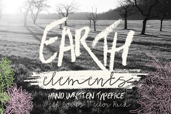 粗糙及柔软光滑两种蜡笔手写字体 Earth Elements Rough Type