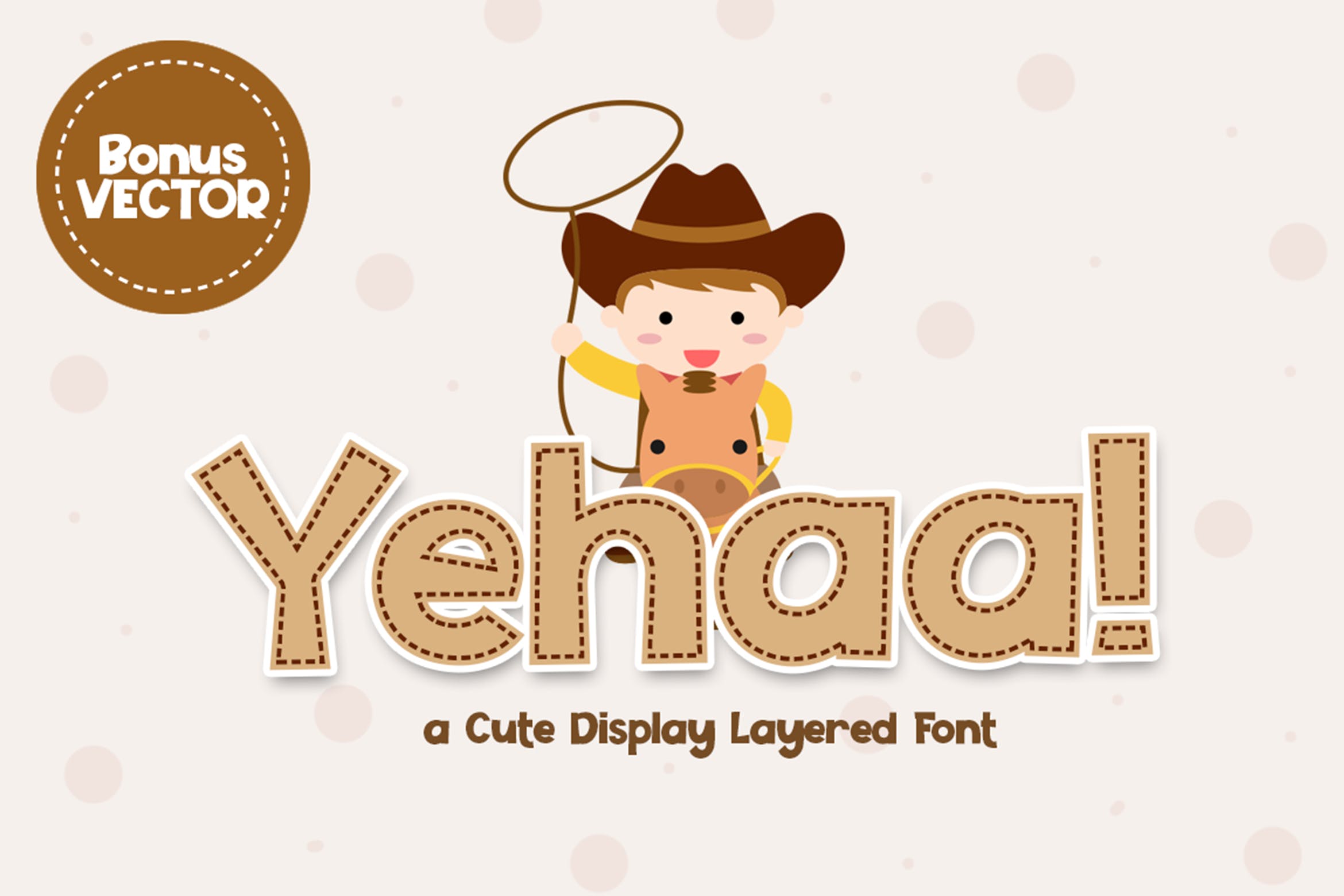 可爱缝线设计风格英文无衬线装饰字体 Yehaa!插图