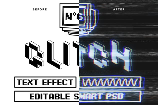 复古老电视失真信号故障PS字体样式Vol.II Photoshop Glitch Text Effects Vol. II插图(3)