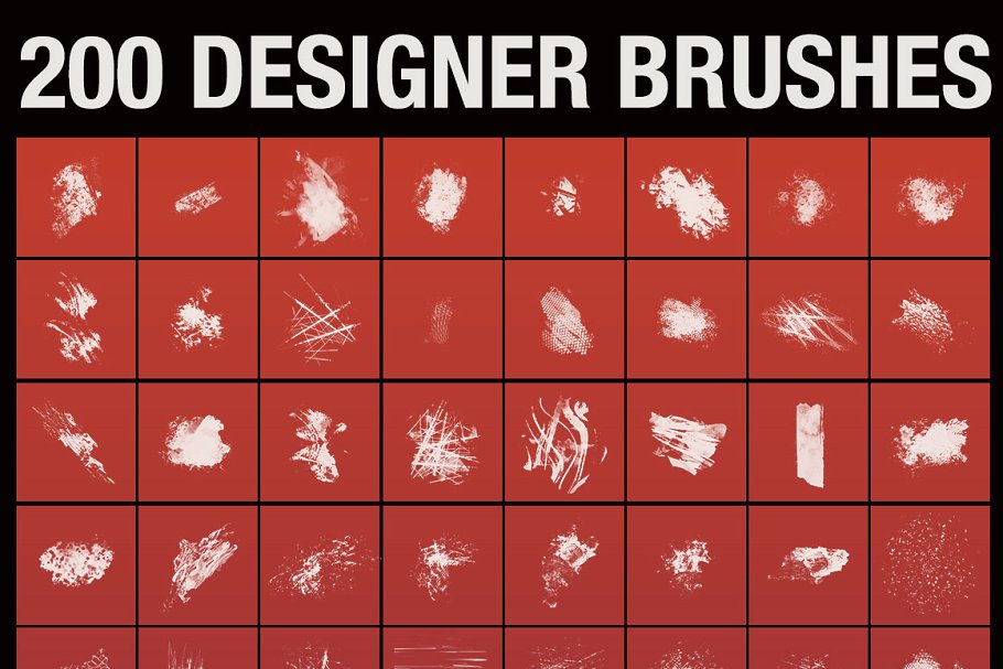 数码设计师利器-200款图形纹理PS笔刷 200 Designer Brushes for Photoshop插图(1)