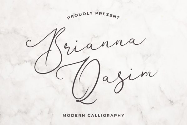 独特手写连笔书法英文字体素材库精选 Brianna Qasim Beautiful Calligraphy Font
