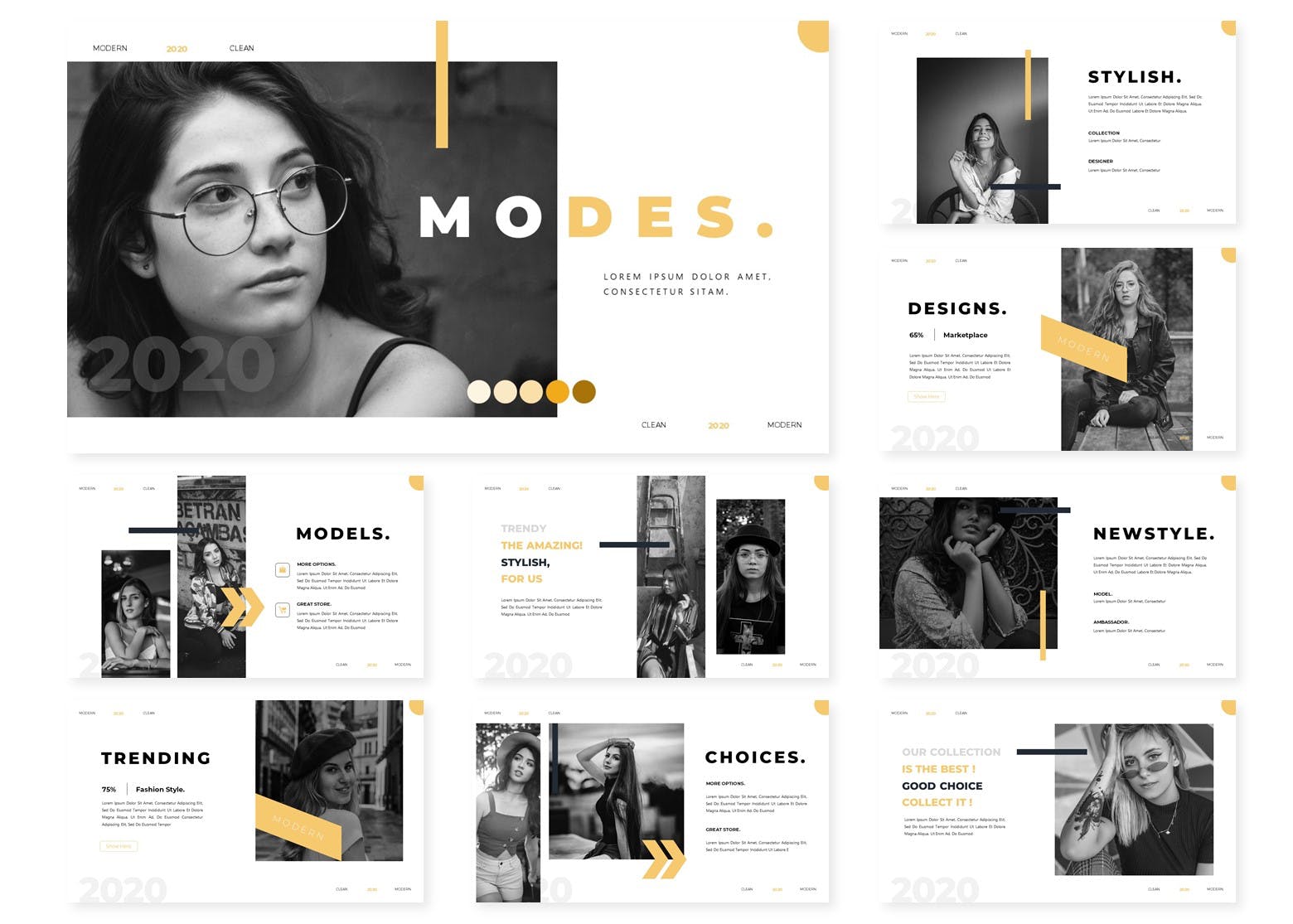 平面模特/创意摄影服务企业素材库精选PPT模板 Modes | Powerpoint Template插图(1)