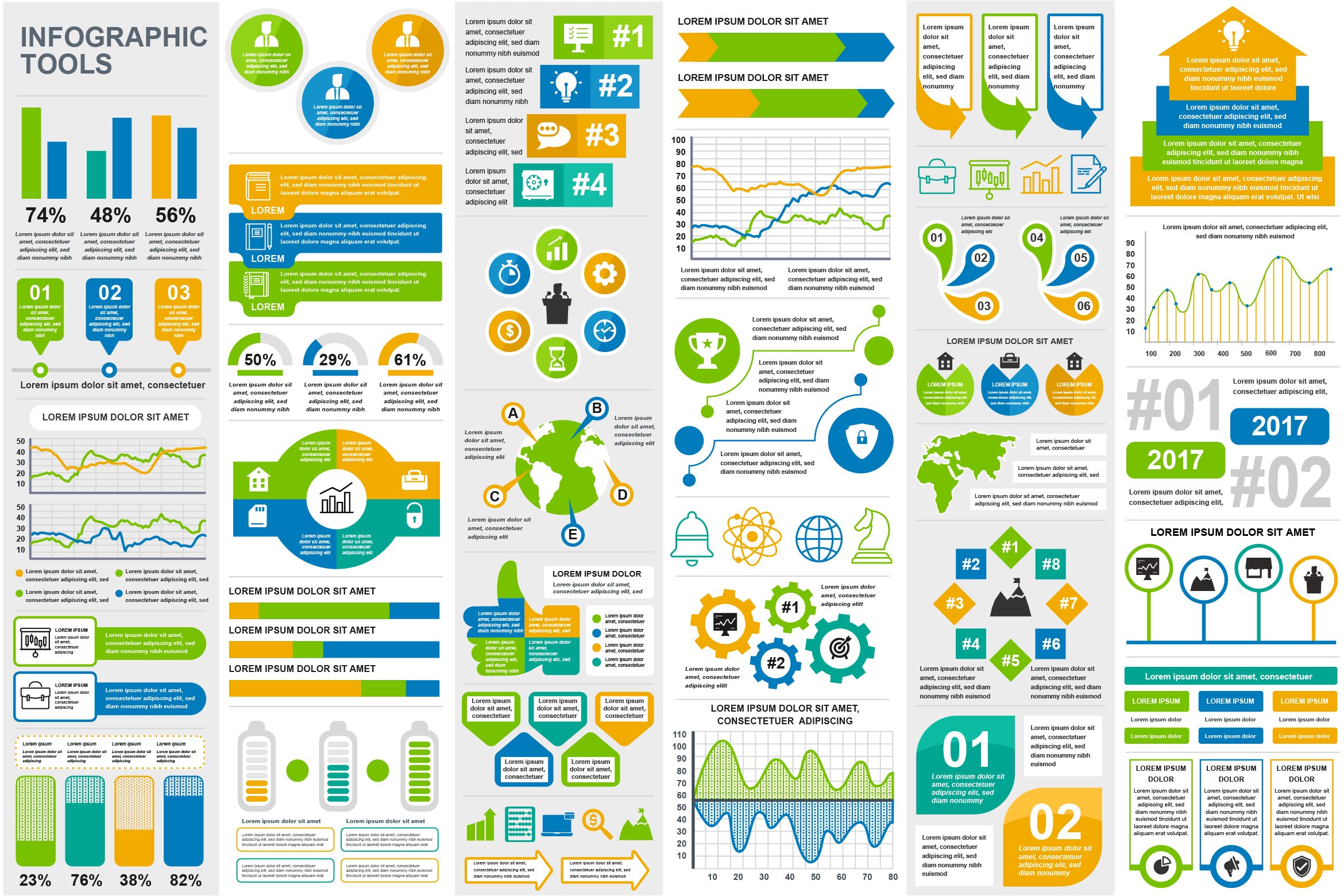 可视化数据分析信息图表设计素材模板 Set Infographic Elements Template插图
