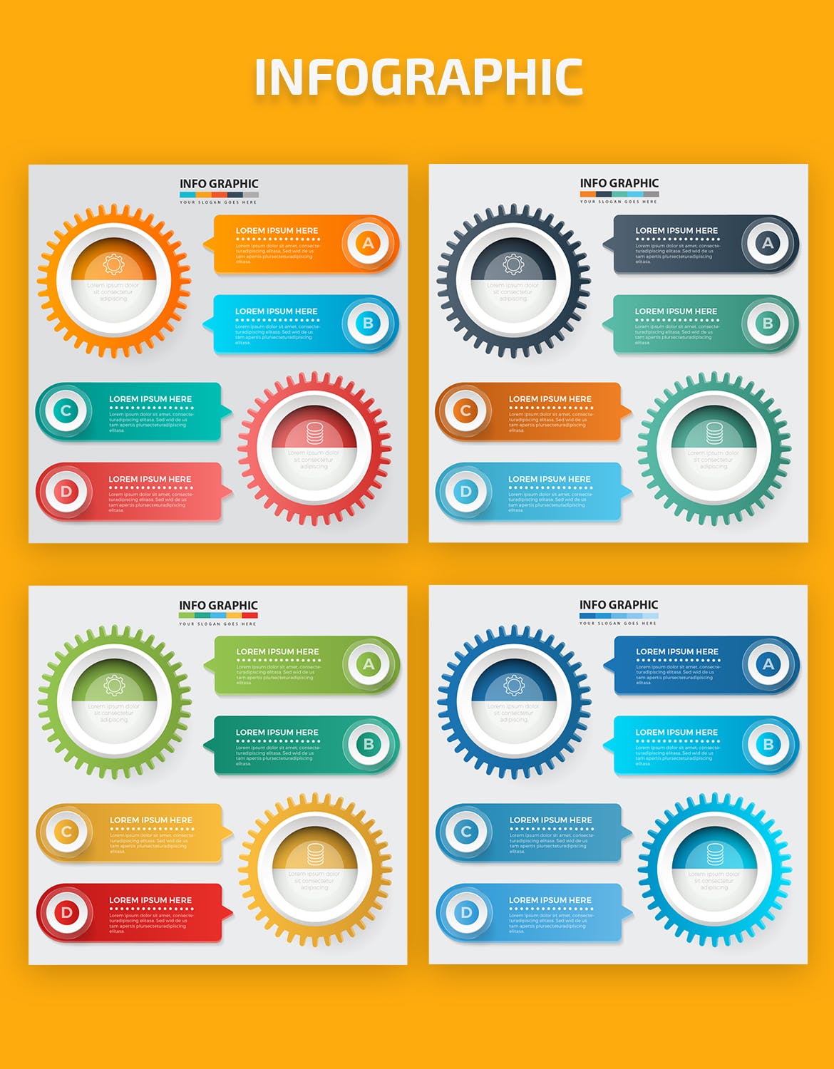 齿轮设计风格信息图表设计矢量图形素材 Cog Infographic Elements Design插图(1)