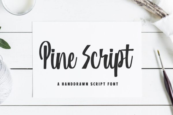 现代书法风格英文手写字体 Pine Script