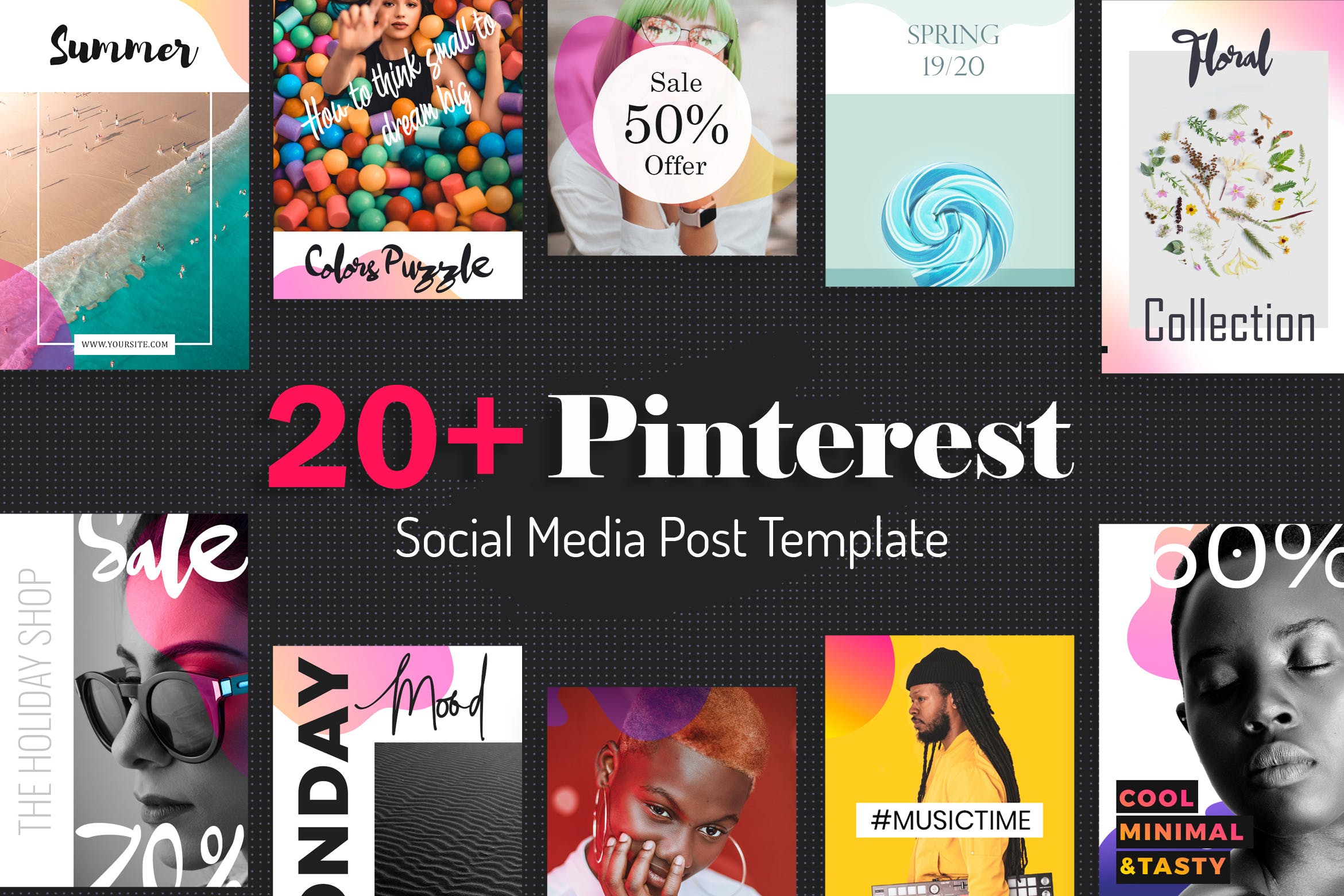20+Pinterest社交文章贴图设计模板素材库精选素材 Pinterest Post Templates插图