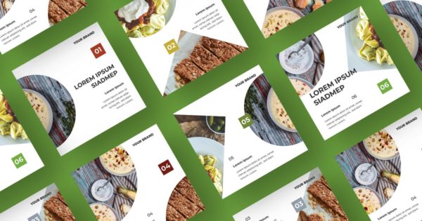 自媒体社交媒体美食品牌广告设计模板素材库精选AI&amp;EPS SRTP – Social Media Kit.104